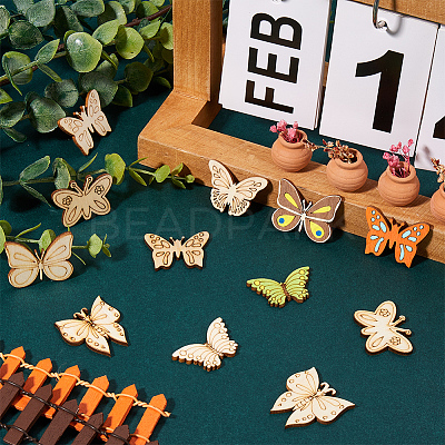 4 Sets Unfinished Wood Cutouts Ornaments WOOD-SC0001-91E-1