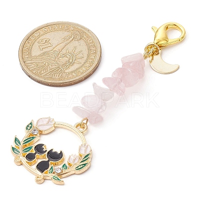 Easter Theme Rabbit & Cat Alloy Enamel Pendant Decoration HJEW-JM01464-1
