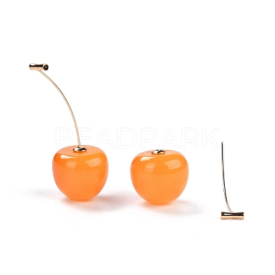 Lifelike Cherry Resin Dangle Stud Earrings EJEW-F274-01A-1