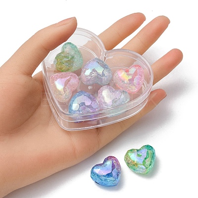 8Pcs 4 Colors Transparent Crackle Acrylic Beads OACR-YW0001-33-1