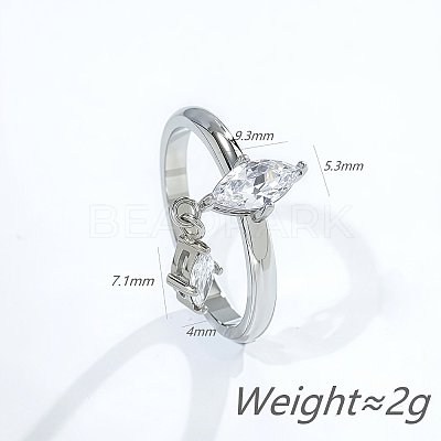 304 Stainless Steel & Cubic Zirconia Finger Rings WG4CD34-02-1