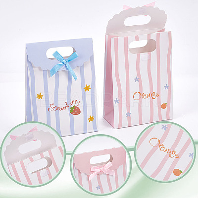 24Pcs 4 Colors Flower Print Paper Gift Tote Bags with Ribbon Bowknot Design ABAG-GO0001-03B-1