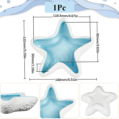 1Pc Starfish Shape Ceramic Jewelry Plate AJEW-SC0002-96B-1