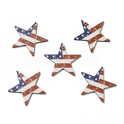 American Flag Theme Single Face Printed Aspen Wood Pendants WOOD-G014-13-1