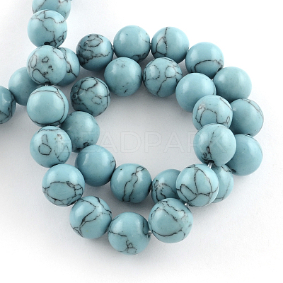 Synthetical Turquoise Gemstone Round Bead Strands TURQ-R035-8mm-03-1