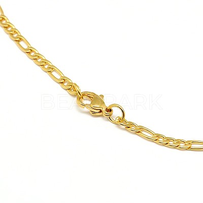 Ion Plating(IP) 304 Stainless Steel Figaro Chain Necklace Making STAS-K168-03G-1