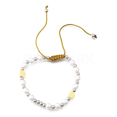 ABS Imitation Pearl Beads Braided Bead Bracelets for Women BJEW-D317-09B-PG-1
