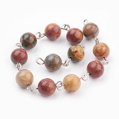 Handmade Natural Polychrome Jasper/Picasso Stone/Picasso Jasper Beaded Chains AJEW-JB00358-1