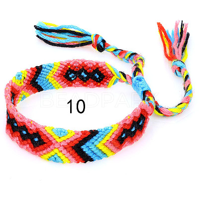 Cotton Braided Rhombus Pattern Cord Bracelet FIND-PW0013-003A-10-1