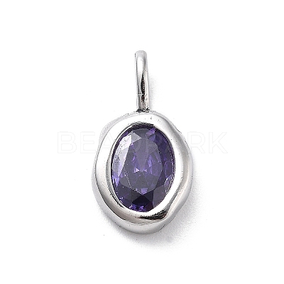 925 Sterling Silver Cubic Zirconia Oval Charms STER-S006-01S-F-1