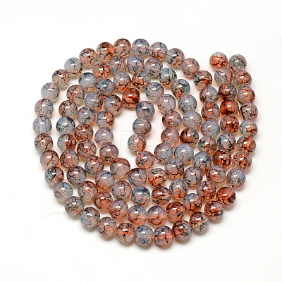 Baking Paint Glass Beads Strands DGLA-Q023-8mm-DB52-1