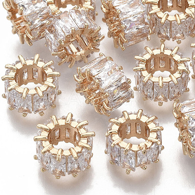 Brass Micro Pave Cubic Zirconia European Beads KK-S354-207-NF-1