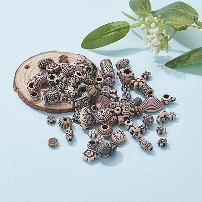 Mixed Antique Style Acrylic Beads MACR-YW0001-37-1