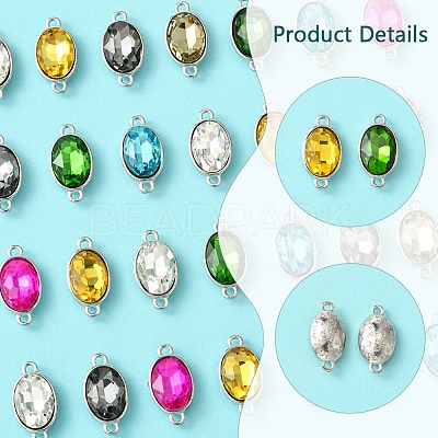 28Pcs 7 Colors Alloy Glass Links/Connectors GLAA-FS0001-93-1