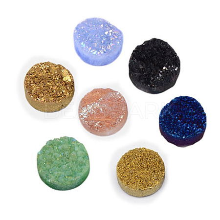 Electroplate Natural Druzy Crystal Cabochons G-L047-8mm-M-1