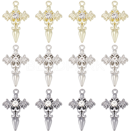 24Pcs 3 Colors Alloy with Rhinestone Pendants FIND-SP0001-91-1