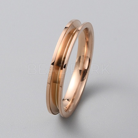 201 Stainless Steel Grooved Finger Ring Settings RJEW-WH0012-11F-1