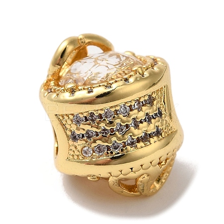 Flower Rack Plating Brass Micro Pave Cubic Zirconia European Beads KK-G511-04A-G-1