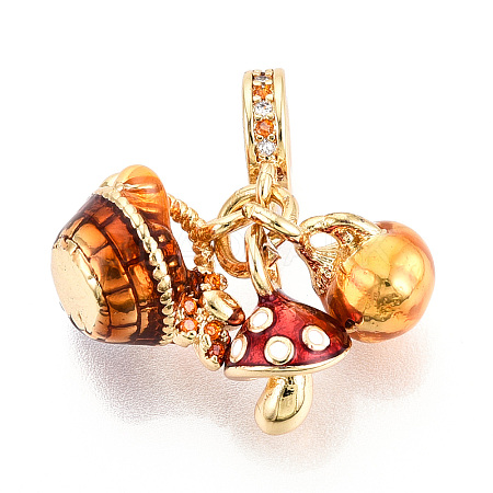 Brass Micro Pave Cubic Zirconia European Dangle Charms KK-N271-01G-1