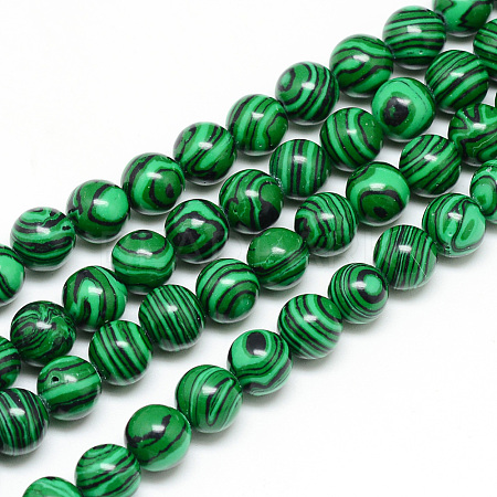 Synthetic Malachite Beads Strands X-G-T053-8mm-05-1