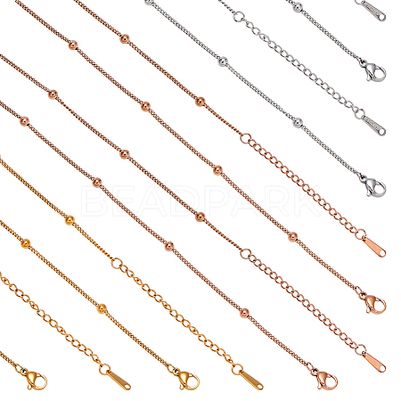  12Pcs 3 Colors 304 Stainless Steel Satellite Chain Necklaces Set for Men Women NJEW-NB0001-15-1