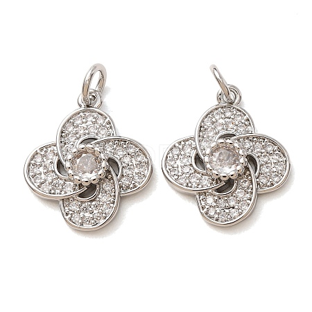 Brass Micro Pave Clear Cubic Zirconia Pendants CU-CBA2907-03C-P-1