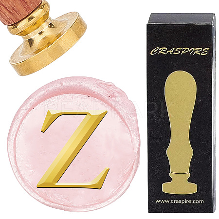Brass Wax Seal Stamp with Wood Handle AJEW-WH0412-0321-1