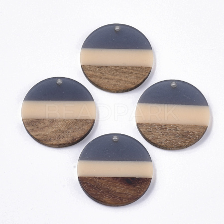 Two Tone Transparent Resin & Walnut Wood Pendants RESI-S358-78-A01-1