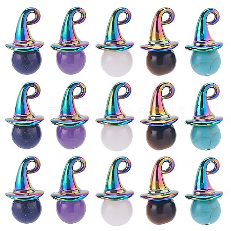 20Pcs Natural & Synthetic Mixed Gemstone Pendants FIND-SC0007-82-1