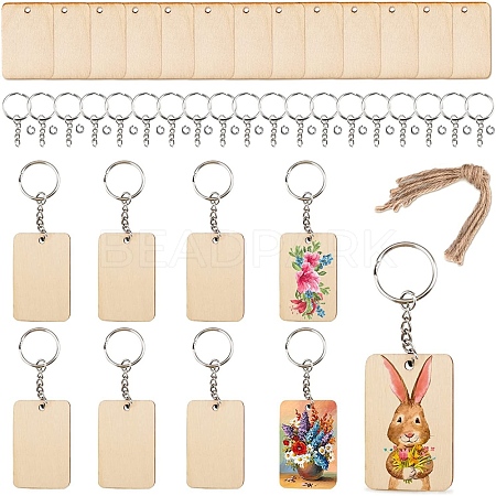 DIY Sublimation Printing Wood Charm Keychain Making Finding Kits WOCR-PW0001-180A-1