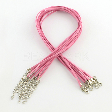 2mm Faux Suede Cord Necklace Making with Iron Chains & Lobster Claw Clasps NCOR-R029-07-1