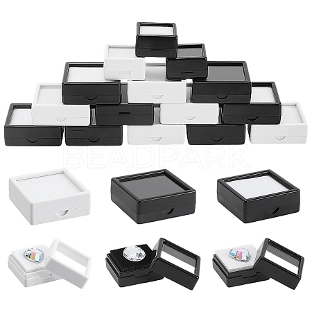 30Pcs 6 Styles Square ABS Plastic & Acrylic Loose Diamond Storage Boxes CON-WR0001-09-1