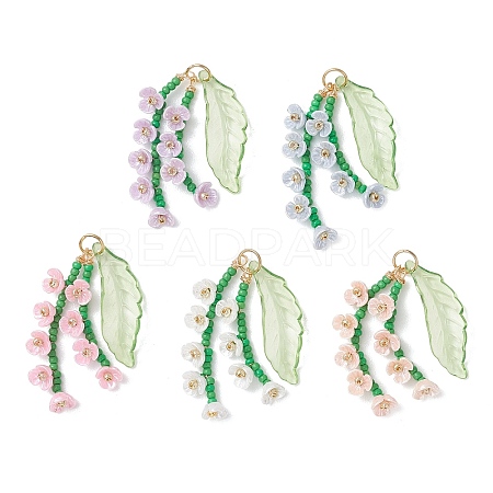 Glass Seed Beaded Pendants PALLOY-MZ01249-1