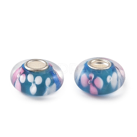 Lampwork & Brass Core European Beads LAMP-P019-01P-17-1