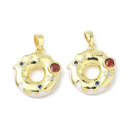 Brass Micro Pave Cubic Zirconia with Enamel Pendants KK-Z134-16G-02-1