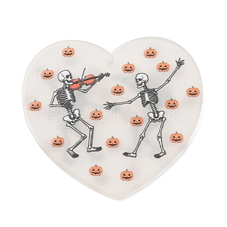 Halloween Luminous Printed Transparent Acrylic Pendants OACR-B055-01B-1