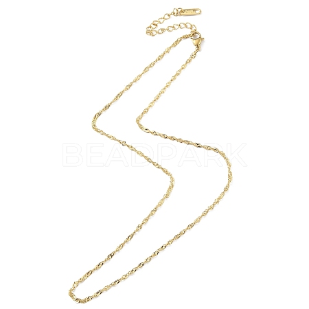 Ion Plating(IP) 304 Stainless Steel Singapore Chain Necklace for Men Women NJEW-M200-08G-1