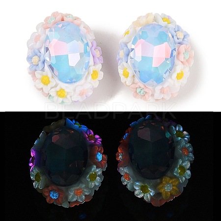 Handmade Luminous Polymer Clay Glass Rhinestone Beads CLAY-H003-05F-1