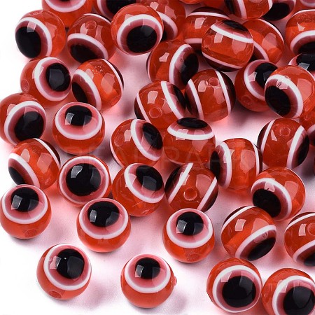 Round Evil Eye Resin Beads RESI-R159-12mm-05-1
