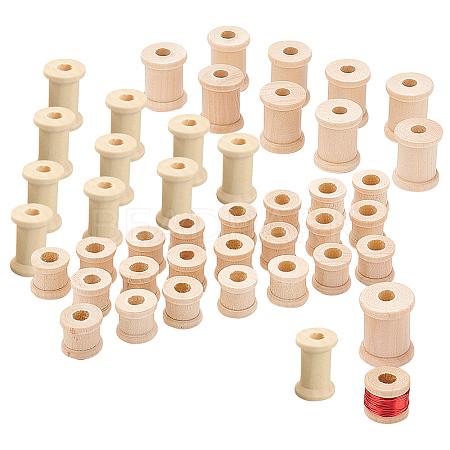 48Pcs 3 Style Schima Wood Sewing Embroidery Thread Spool ODIS-PH0001-41-1