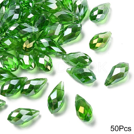 50Pcs Electroplate Glass Faceted Teardrop Beads EGLA-YW0005-17D-1