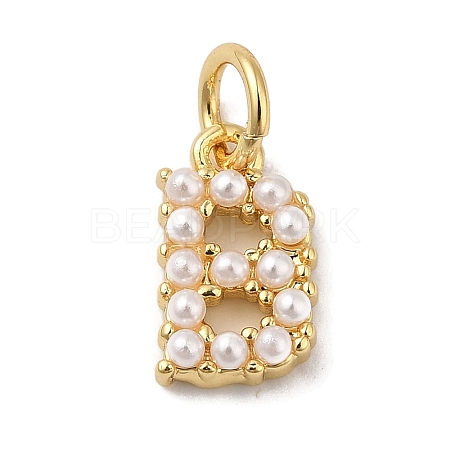Rack Plating Brass with ABS Plastic Imitation Pearl Charms KK-B092-30B-G-1