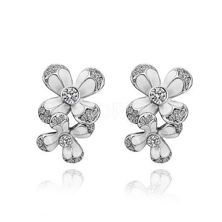 Elegant Tin Alloy Enamel Flower Stud Earrings EJEW-BB13573-C-P-1