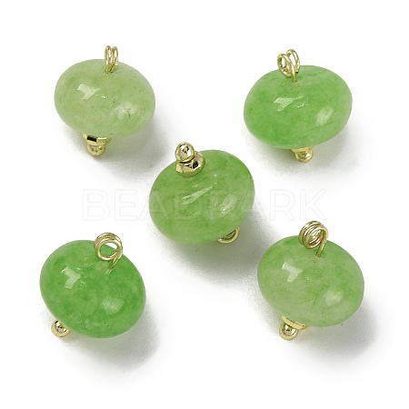 Natural White Jade Dyed Saucer Charms with Rack Plating Golden Tone Brass Bails KK-B103-17B-07-1
