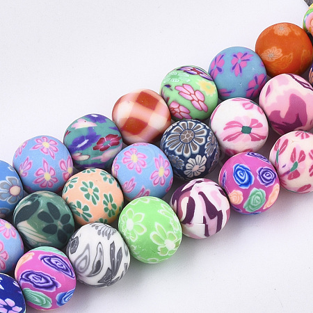 Handmade Polymer Clay Beads Strands X-CLAY-S092-20-1