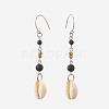Round Natural Lava Rock Dangle Earrings EJEW-JE02908-03-1