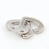 Brass Two Loops Heart Interlocking Clasps for DIY Jewelry KK-M051-01P-2