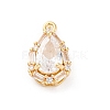 Brass Micro Pave Clear Cubic Zirconia Pendants KK-Z084-09G-04-1