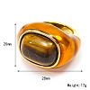 Oval 304 Stainless Steel with Natural Tiger Eye Finger Rings FS-WGC5475-01-1