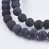 Natural Black Stone Bead Strands G-R193-01-8mm-3